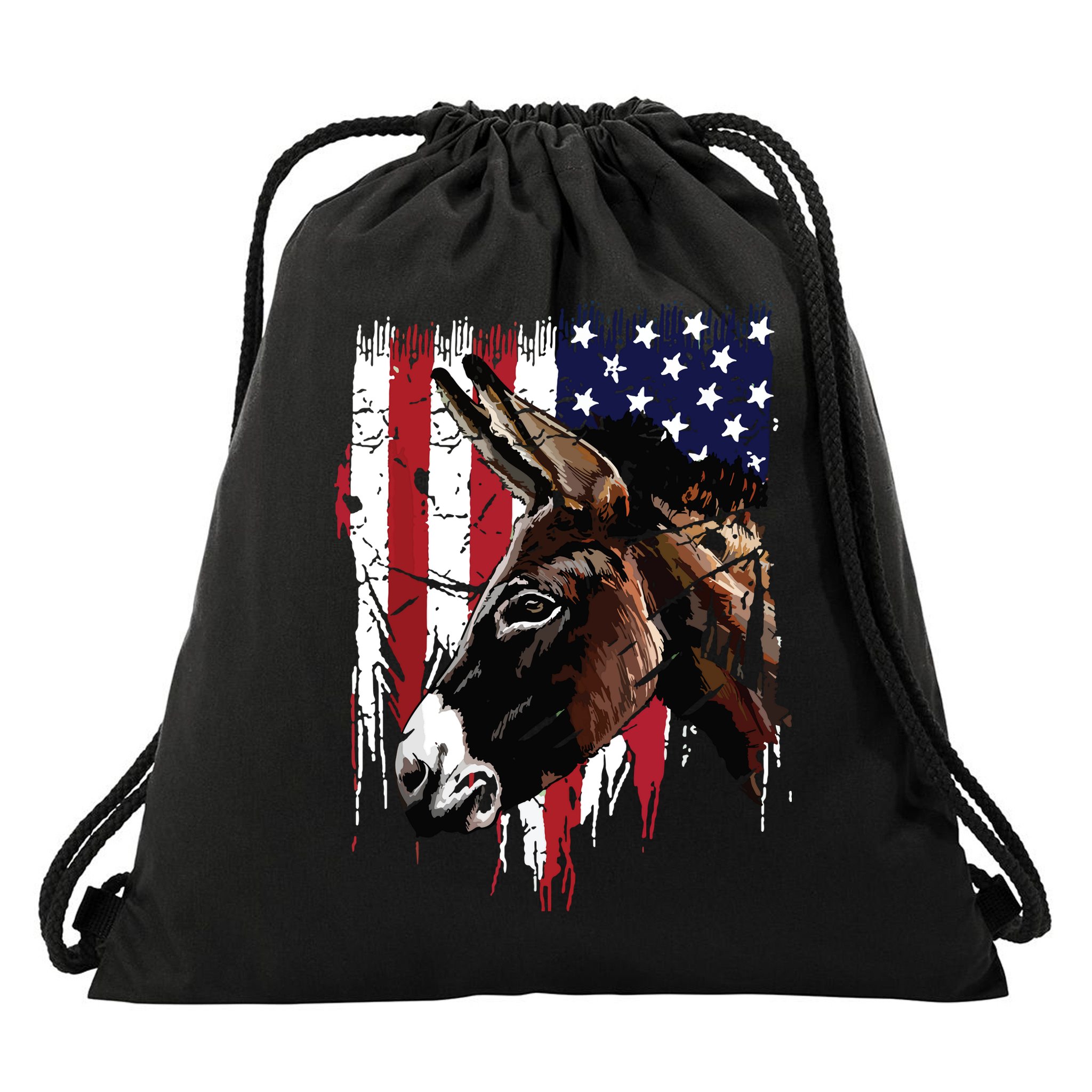 Donkey Farmer American Flag USA Donkey Drawstring Bag
