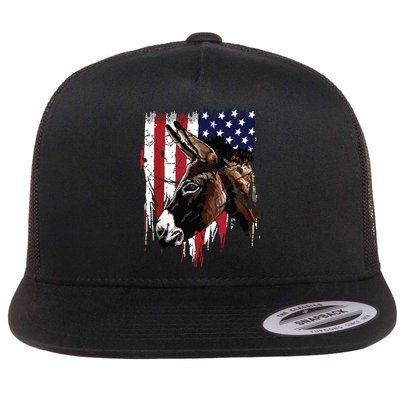 Donkey Farmer American Flag USA Donkey Flatbill Hat