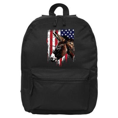 Donkey Farmer American Flag USA Donkey 16 in Basic Backpack