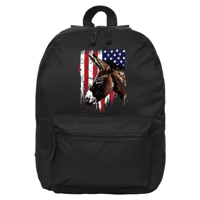 Donkey Farmer American Flag USA Donkey 16 in Basic Backpack