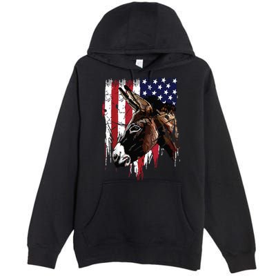 Donkey Farmer American Flag USA Donkey Premium Pullover Hoodie