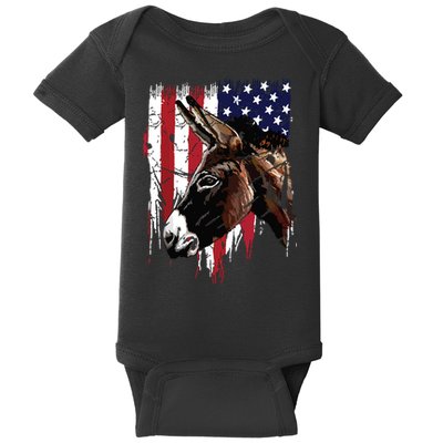 Donkey Farmer American Flag USA Donkey Baby Bodysuit
