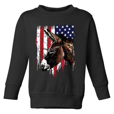 Donkey Farmer American Flag USA Donkey Toddler Sweatshirt