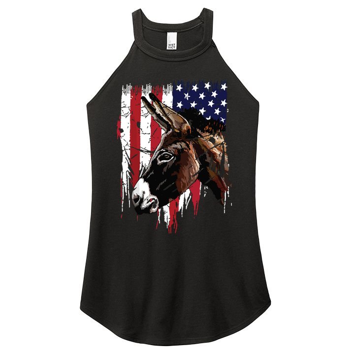 Donkey Farmer American Flag USA Donkey Women's Perfect Tri Rocker Tank