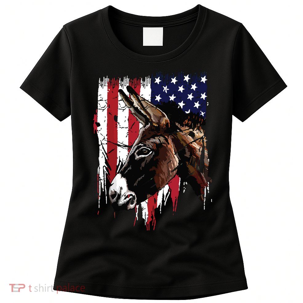 Donkey Farmer American Flag USA Donkey Womens T-Shirt