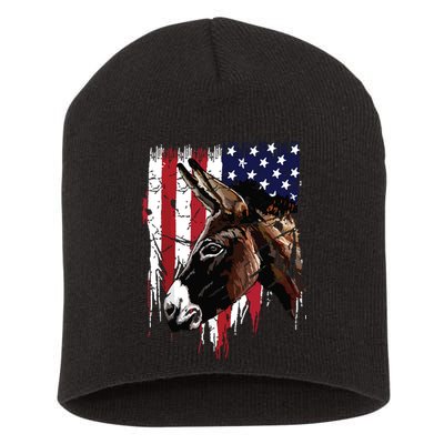 Donkey Farmer American Flag USA Donkey Short Acrylic Beanie