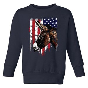 Donkey Farmer American Flag USA Donkey Toddler Sweatshirt