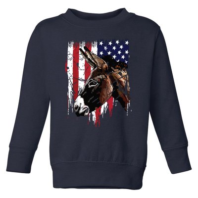 Donkey Farmer American Flag USA Donkey Toddler Sweatshirt