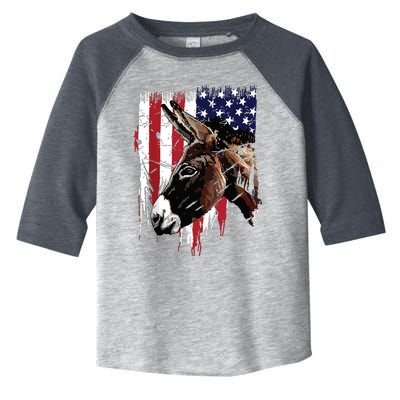 Donkey Farmer American Flag USA Donkey Toddler Fine Jersey T-Shirt