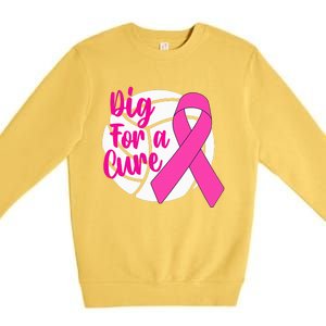 Dig For A Cure Breast Cancer Awareness Volleyball Pink Out Premium Crewneck Sweatshirt