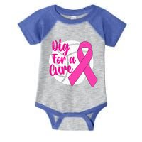 Dig For A Cure Breast Cancer Awareness Volleyball Pink Out Infant Baby Jersey Bodysuit