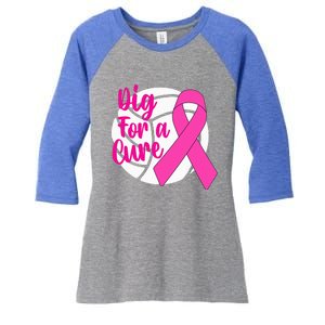 Dig For A Cure Breast Cancer Awareness Volleyball Pink Out Women's Tri-Blend 3/4-Sleeve Raglan Shirt