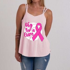 Dig For A Cure Breast Cancer Awareness Volleyball Pink Out Women's Strappy Tank