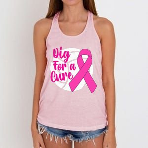 Dig For A Cure Breast Cancer Awareness Volleyball Pink Out Women's Knotted Racerback Tank