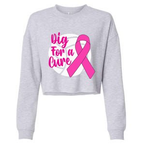 Dig For A Cure Breast Cancer Awareness Volleyball Pink Out Cropped Pullover Crew