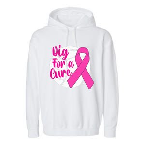 Dig For A Cure Breast Cancer Awareness Volleyball Pink Out Garment-Dyed Fleece Hoodie