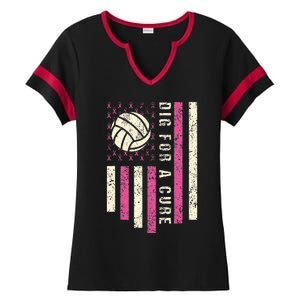 Dig For A Cure Breast Volleyball Ladies Halftime Notch Neck Tee