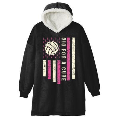 Dig For A Cure Breast Volleyball Hooded Wearable Blanket
