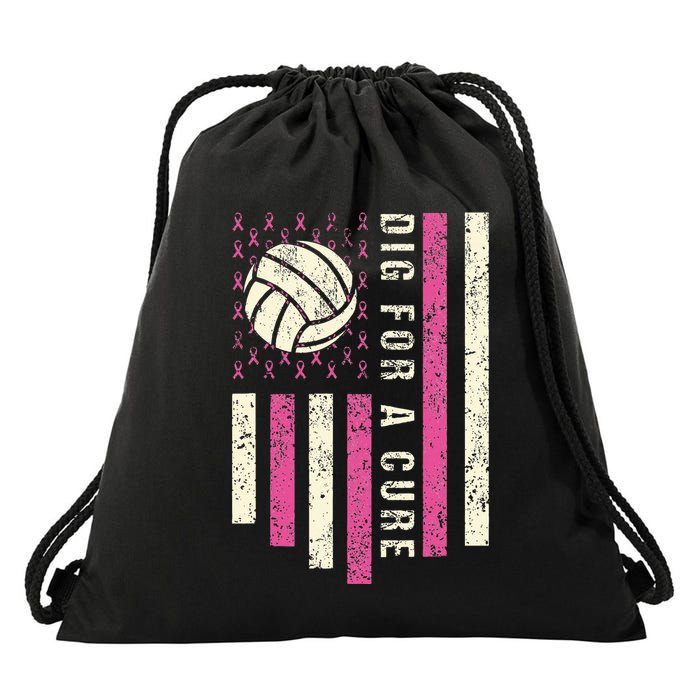 Dig For A Cure Breast Volleyball Drawstring Bag