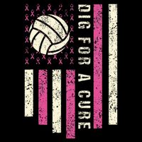 Dig For A Cure Breast Volleyball Drawstring Bag