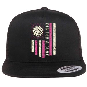 Dig For A Cure Breast Volleyball Flat Bill Trucker Hat