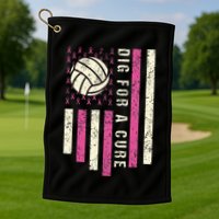 Dig For A Cure Breast Volleyball Golf Towel