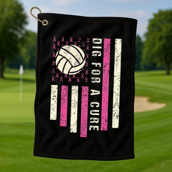 Dig For A Cure Breast Volleyball Golf Towel