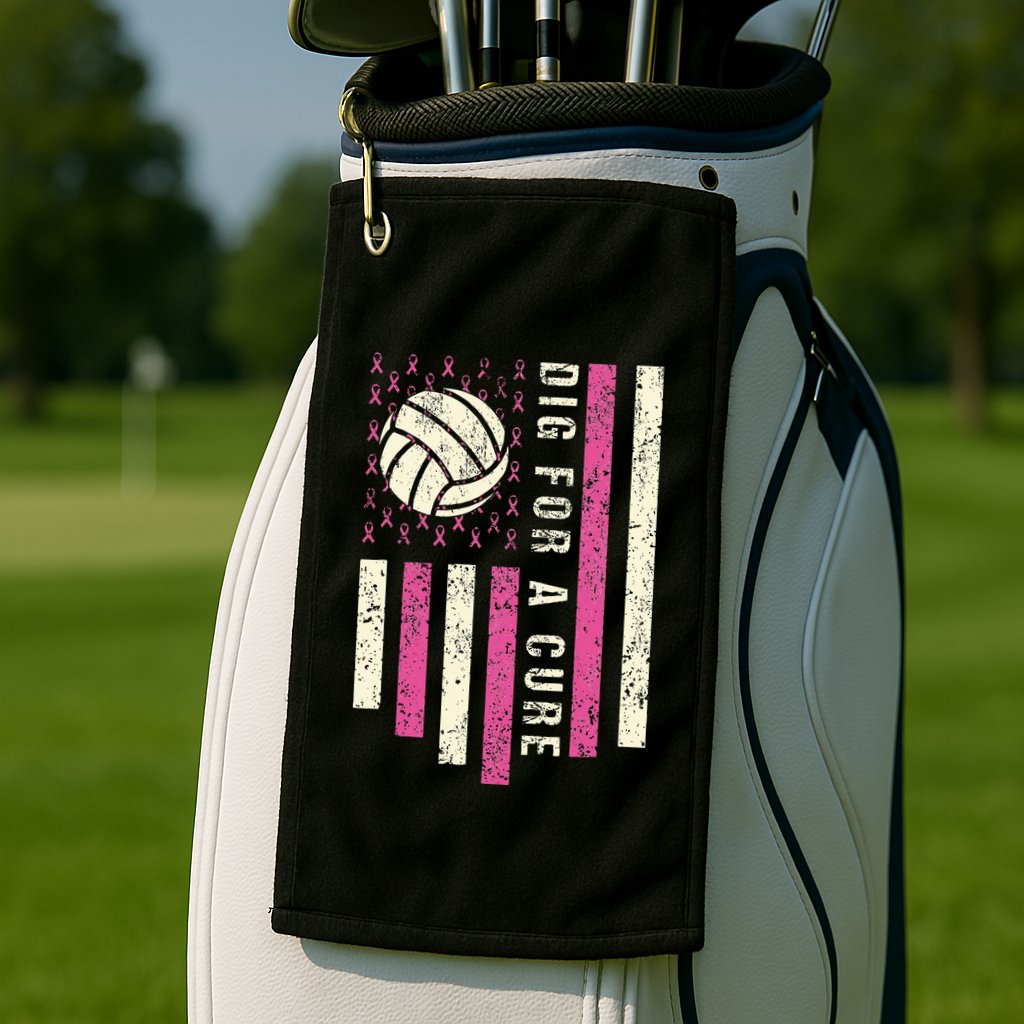 Dig For A Cure Breast Volleyball Golf Towel