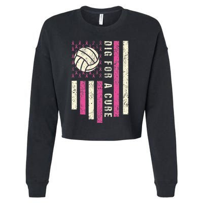 Dig For A Cure Breast Volleyball Cropped Pullover Crew