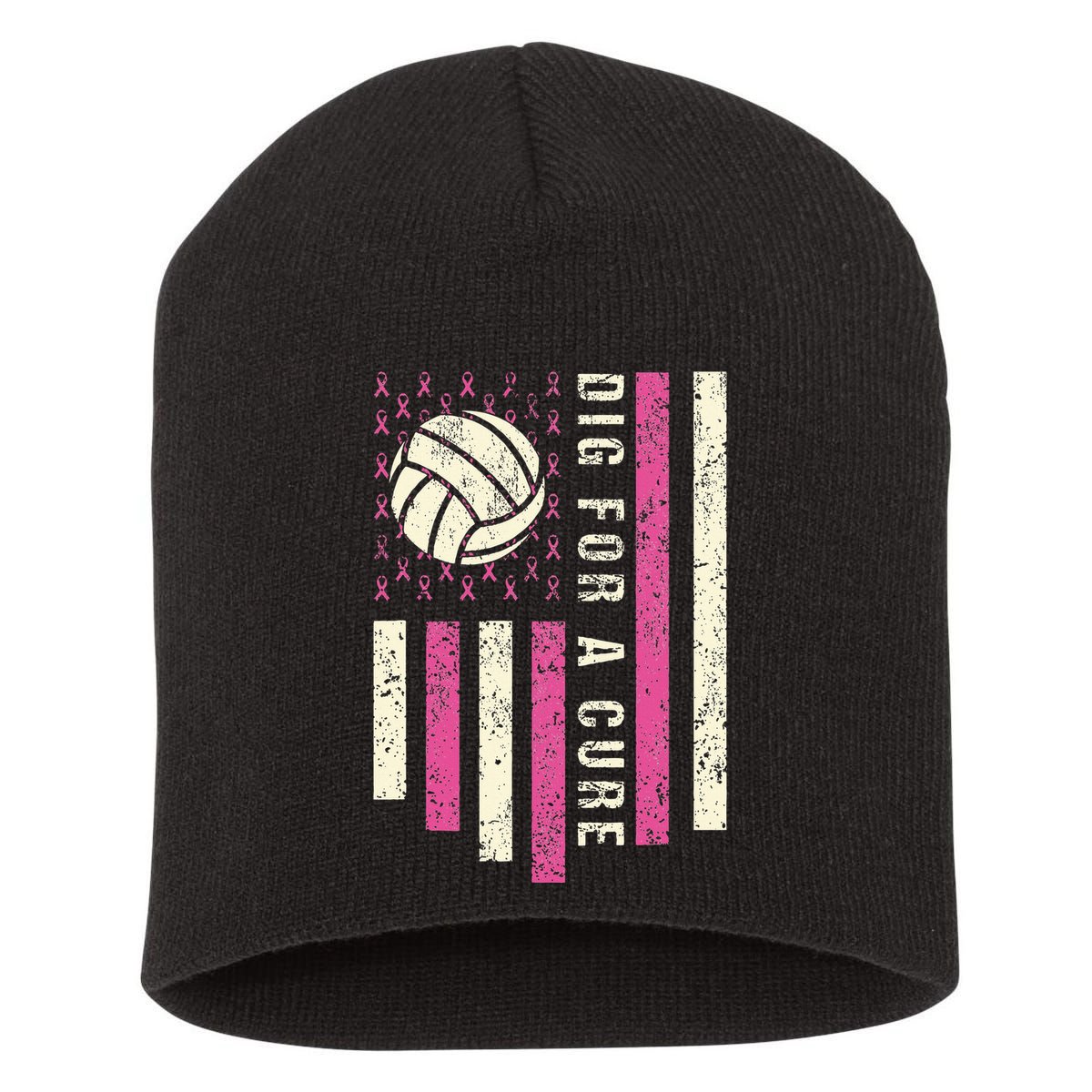 Dig For A Cure Breast Volleyball Short Acrylic Beanie