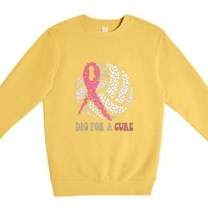 Dig For A Cure Breast Cancer Awareness Volleyball Pink Out Premium Crewneck Sweatshirt