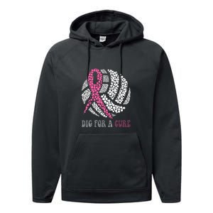 Dig For A Cure Breast Cancer Awareness Volleyball Pink Out Performance Fleece Hoodie