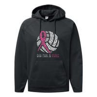 Dig For A Cure Breast Cancer Awareness Volleyball Pink Out Performance Fleece Hoodie