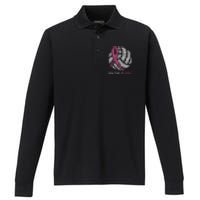 Dig For A Cure Breast Cancer Awareness Volleyball Pink Out Performance Long Sleeve Polo