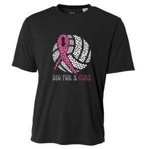 Dig For A Cure Breast Cancer Awareness Volleyball Pink Out Cooling Performance Crew T-Shirt