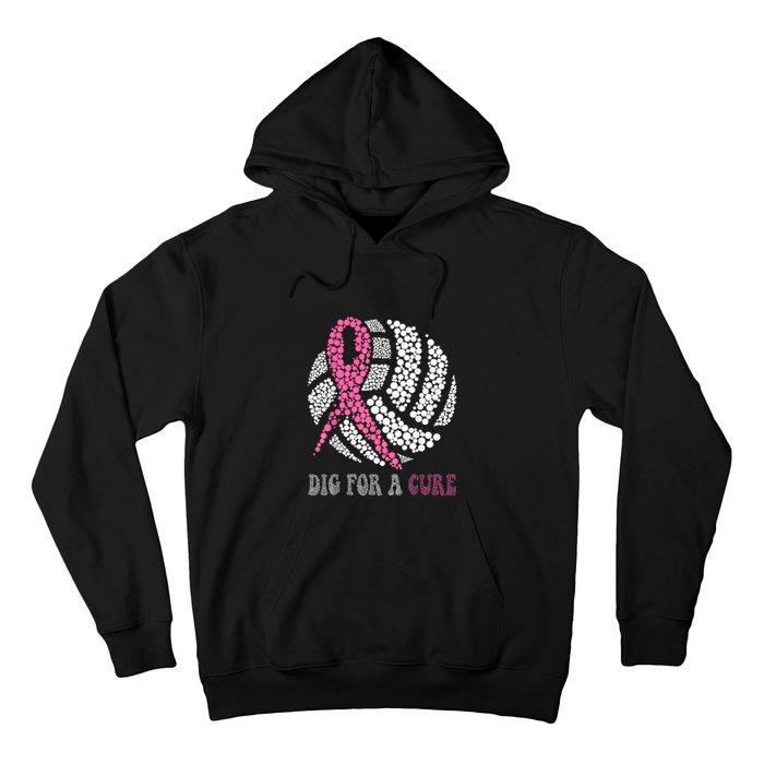 Dig For A Cure Breast Cancer Awareness Volleyball Pink Out Hoodie