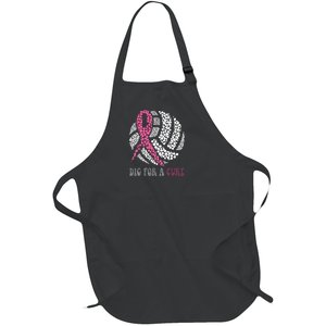 Dig For A Cure Breast Cancer Awareness Volleyball Pink Out Full-Length Apron With Pockets