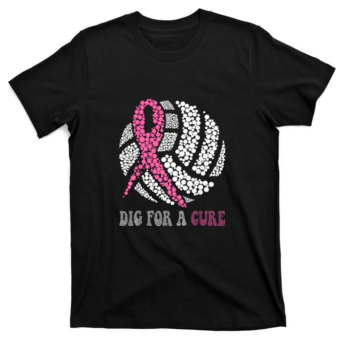 Dig For A Cure Breast Cancer Awareness Volleyball Pink Out T-Shirt