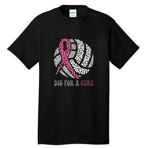 Dig For A Cure Breast Cancer Awareness Volleyball Pink Out Tall T-Shirt