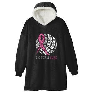 Dig For A Cure Breast Cancer Awareness Volleyball Pink Out Hooded Wearable Blanket