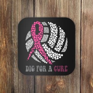 Dig For A Cure Breast Cancer Awareness Volleyball Pink Out Coaster