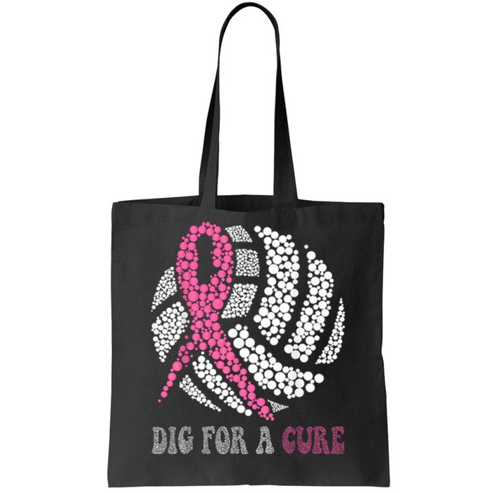 Dig For A Cure Breast Cancer Awareness Volleyball Pink Out Tote Bag