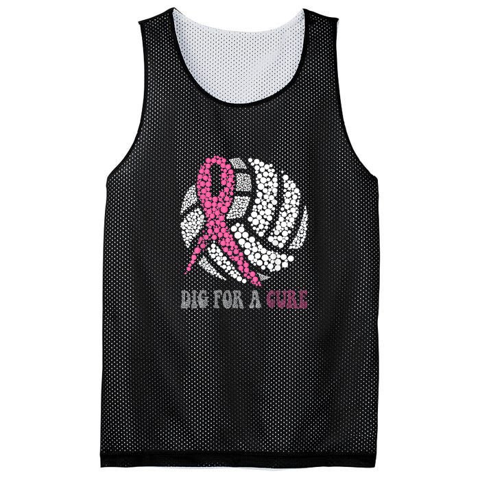 Dig For A Cure Breast Cancer Awareness Volleyball Pink Out Mesh Reversible Basketball Jersey Tank