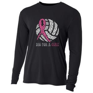 Dig For A Cure Breast Cancer Awareness Volleyball Pink Out Cooling Performance Long Sleeve Crew