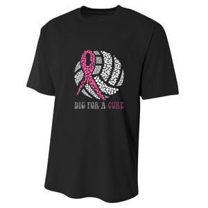 Dig For A Cure Breast Cancer Awareness Volleyball Pink Out Performance Sprint T-Shirt