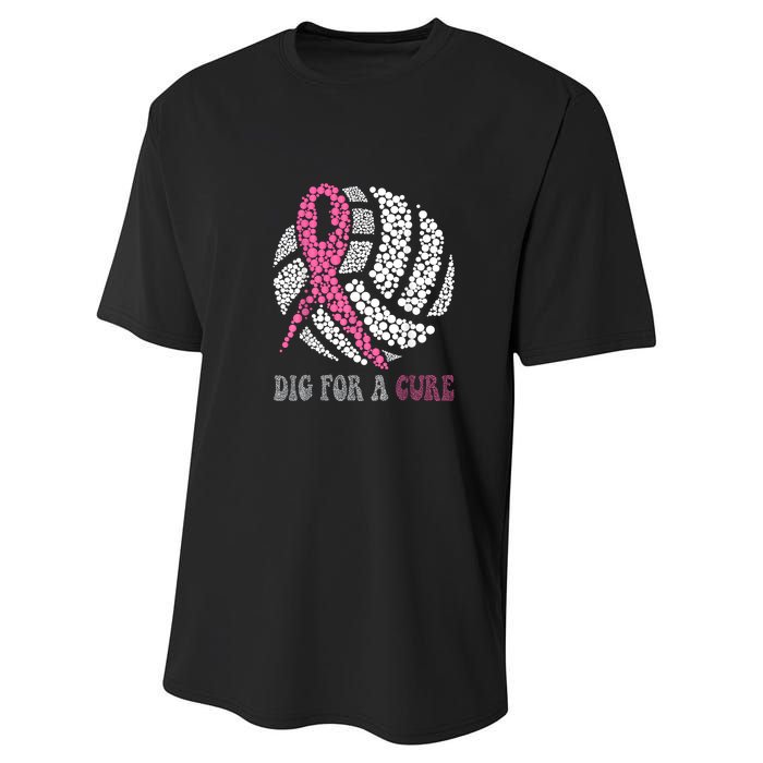 Dig For A Cure Breast Cancer Awareness Volleyball Pink Out Performance Sprint T-Shirt