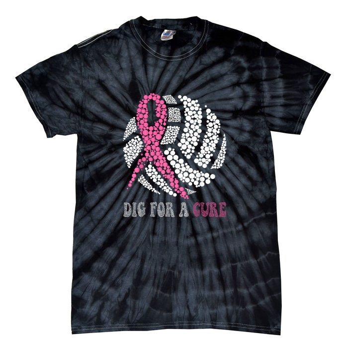 Dig For A Cure Breast Cancer Awareness Volleyball Pink Out Tie-Dye T-Shirt