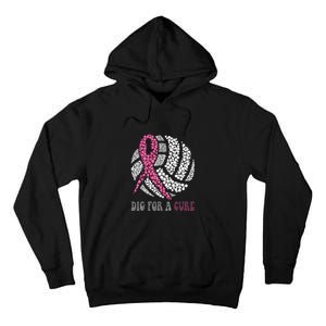 Dig For A Cure Breast Cancer Awareness Volleyball Pink Out Tall Hoodie