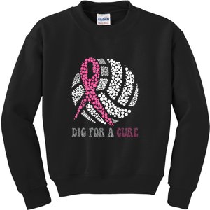 Dig For A Cure Breast Cancer Awareness Volleyball Pink Out Kids Sweatshirt