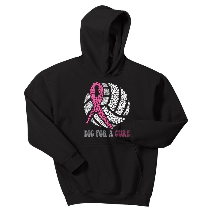 Dig For A Cure Breast Cancer Awareness Volleyball Pink Out Kids Hoodie